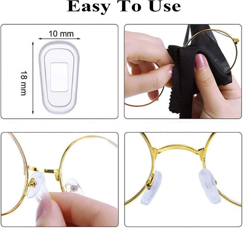 KECHIO Eyeglass Nose Pads Covers Slip-on Silicone Glasses Nose Pad Anti Slip Soft Nose Pads for Eyeglasses Repair Kit(5 Pairs), Clear/L - Image 5